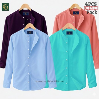 Long Sleeve Band Collar