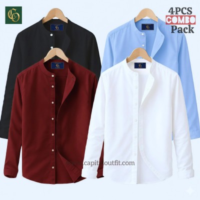 Long Sleeve Band Collar