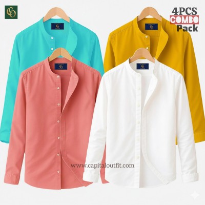 Long Sleeve Band Collar