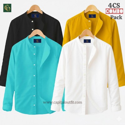 Long Sleeve Band Collar