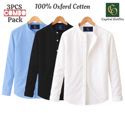Long Sleeve Band Collar