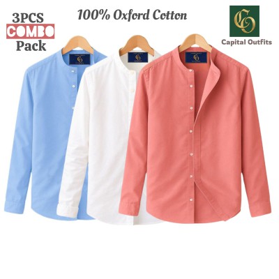 Long Sleeve Band Collar