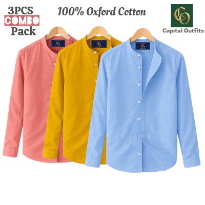 Long Sleeve Band Collar