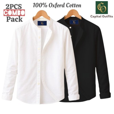 Long Sleeve Band Collar