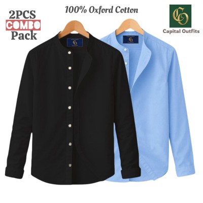 Long Sleeve Band Collar