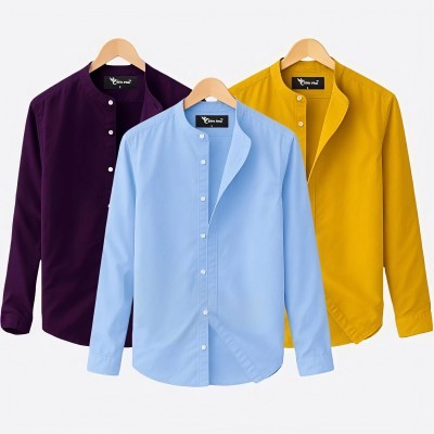 Premium Long Sleeve Band Collar Shirt