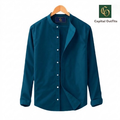 Premium Long Sleeve Band Collar Shirt