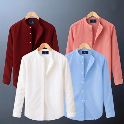 Premium Long Sleeve Band Collar Shirt